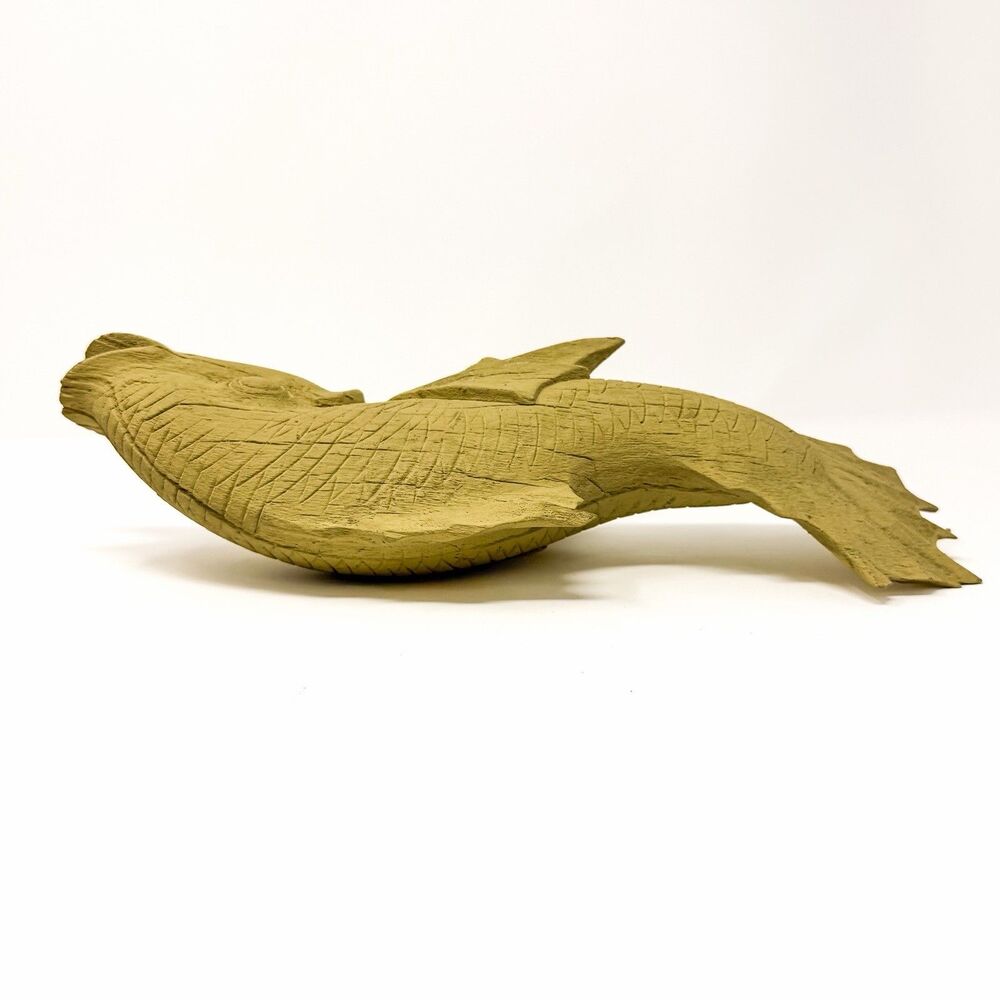 Hand Carved Wood Fish Sculpture 15” Primitive Folk Art Rustic Coastal Decor - Picture 6 of 8